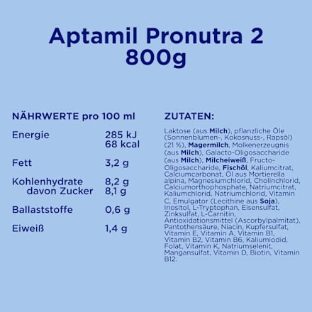 Folgemilch 2 Pronutra nach dem 6. Monat Aptamil