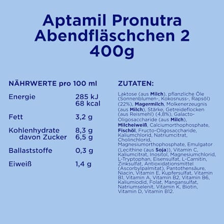 Folgemilch 2 Abendfläschchen nach dem 6. Monat Aptamil