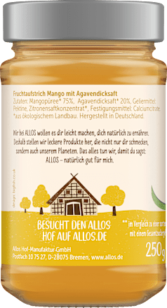 Fruchtaufstrich, Mango 75 % Frucht ALLOS