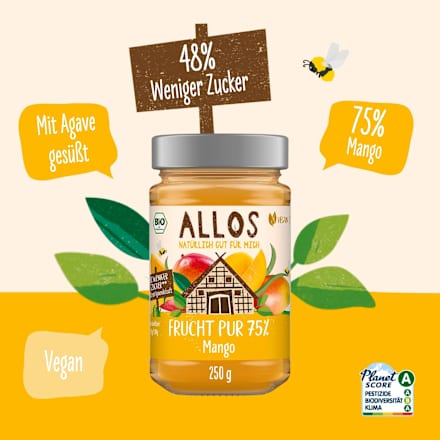 Fruchtaufstrich, Mango 75 % Frucht ALLOS