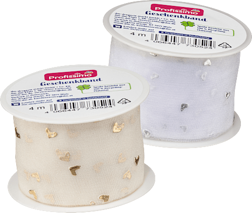 Organza traka za ukrašavanje poklona srce, više vrsta Profissimo