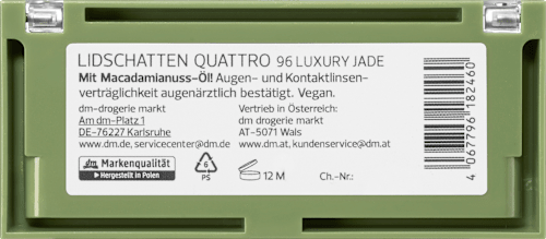 Палитра сенки Quattro 96 Luxury Jade alverde NATURKOSMETIK