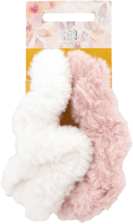 Scrunchie-Set rosa und weiß mit Fell s-he stylecollection