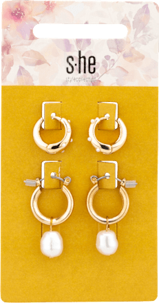 Creolen Ohrstecker Gold-Optik mit Perlen s-he stylecollection