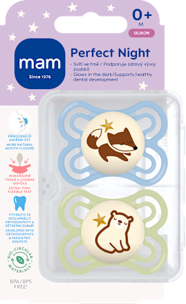 dudlík Perfect Night 0+m, modrá/zelená mam