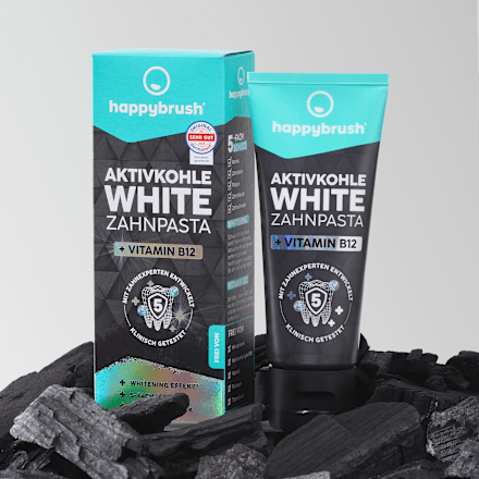 Zahnpasta Aktivkohle White mit Vit. B12 happybrush