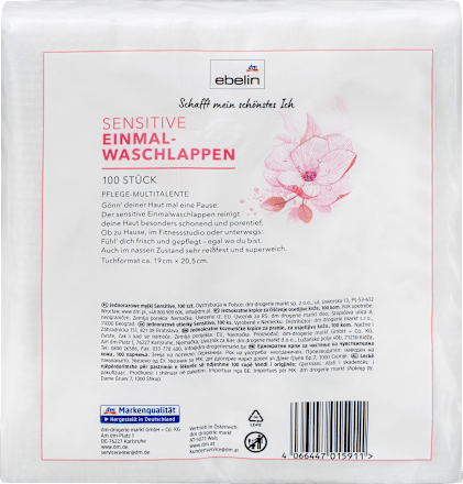 Myjki jednorazowe do twarzy Sensitive ebelin