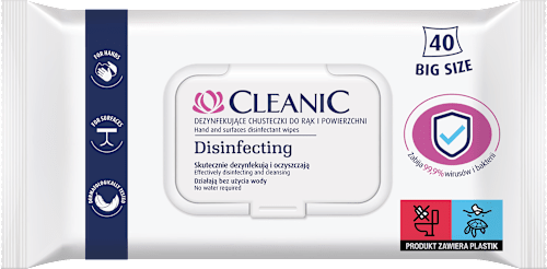 Chusteczki dezynfekujące do rąk i powierzchni Cleanic