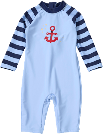 UV Badeoverall mit Streifen-Muster & Anker-Motiv, blau, Gr. 122/128 PUSBLU