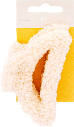 Közepes hajcsipesz, krémszínű plüss borítással s-he stylecollection