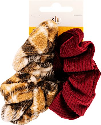 Scrunchie (skunci) hajgumi szett, kockás és bordó s-he stylecollection