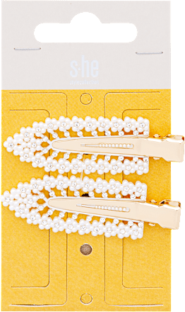 Lapos hajcsipesz, fehér gyöngyökkel s-he stylecollection