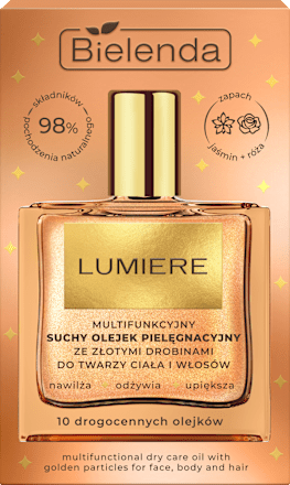 Suchy olejek pielęgnacyjny ze złotymi drobinami Lumiere Bielenda