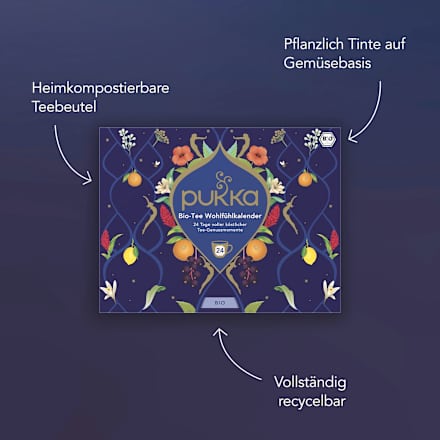 Adventskalender 2026 Bio-Tee Wohlfühlkalender (24 Beutel) pukka