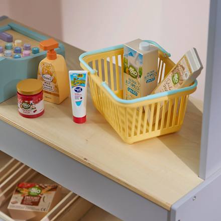 Spielzeug-Set Kaufmannsladen aus Holz, mehrfarbig 7tlg dm home