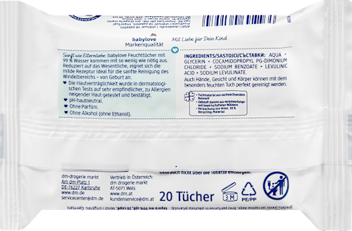 Vlažne maramice s 99% vode babylove