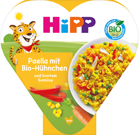 Kinderteller Paella mit Hühnchen und buntem Gemüse ab 1 Jahr HiPP