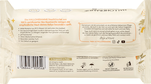 Vlažne maramice od organskog pamuka HALLOHEBAMME