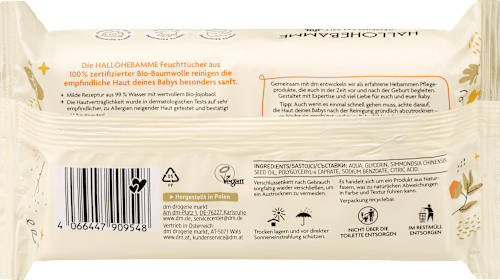 Vlažne maramice od organskog pamuka HALLOHEBAMME