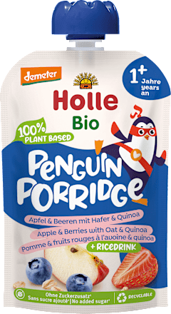 Quetschbeutel Penguin Porridge  Apfel & Beere mit Hafer & Quinoa Holle