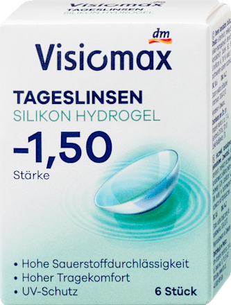 Dnevne silikonsko-hidrogelne kontaktne leče, dioptrija -1,50 visiomax