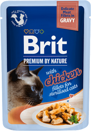 Karma dla kotów sterylizowanych Premium By Nature, kurczak w sosie Brit