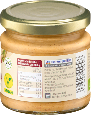 Bio veganski namaz s papriko in paradižnikom dmBio