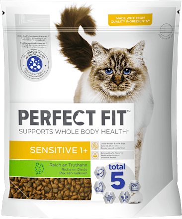 Trockenfutter Katze sensitive 1+ reich an Truthahn PERFECT FIT