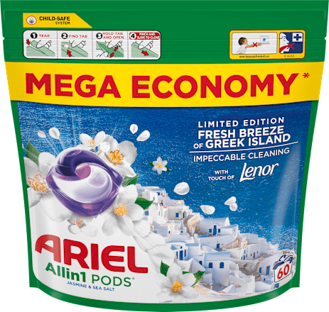 Pracie kapsuly Fresh Breeze of Greek Island Allin1 Pods, MEGA ECONOMY Ariel
