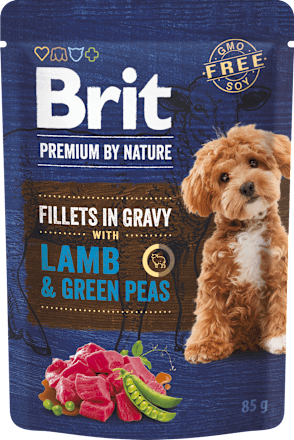 Karma dla psów Premium By Nature, jagnięcina z zielonym groszkiem w sosie Brit