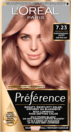 Farba do włosów 7.23 BALI Blond Opalizująco-Złocisty L'ORÉAL PARiS PRÉFÉRENCE