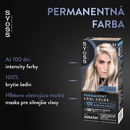 Farba na vlasy Permanent Cool Color - 10-53 svetlá blond syoss