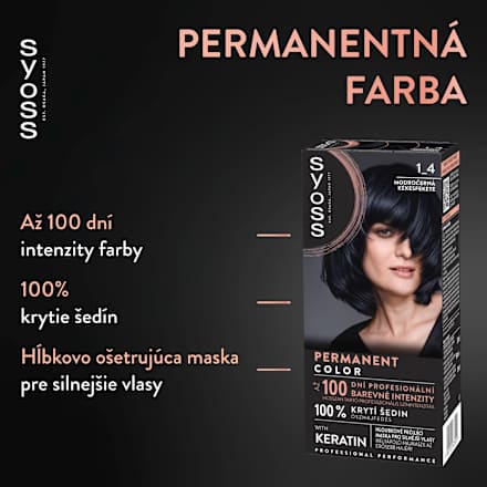 Farba na vlasy Permanent Color - 1-4 modročierna syoss