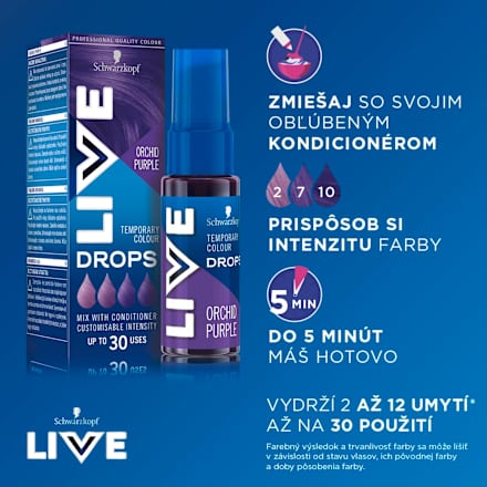 Farbiace kvapky na vlasy - Orchid Purple Schwarzkopf LIVE