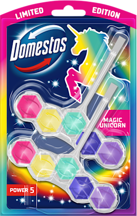 Tuhý WC blok Power 5 Magic Unicorn Domestos
