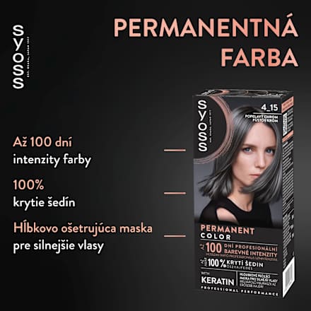 Farba na vlasy Permanent Color - 4-15 popolavý chróm syoss