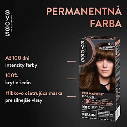 Farba na vlasy Permanent Color - 4-8 čokoládovohnedý  syoss