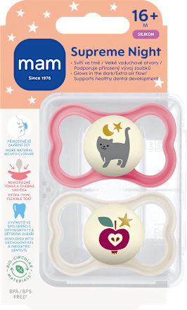 dudlík Supreme Night 16+m, růžový/béžový mam