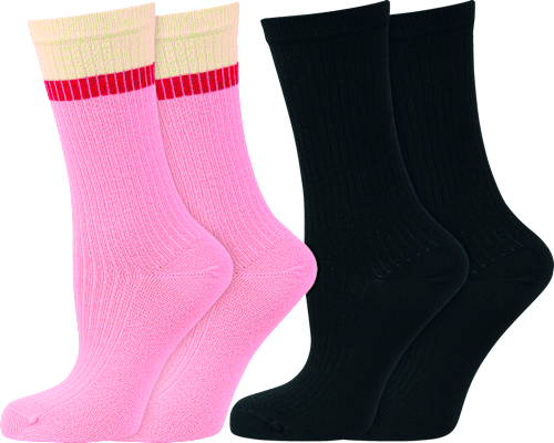 Socken mit Ripp-Optik & Modal, schwarz + rosa Gr. 39-42 nur die