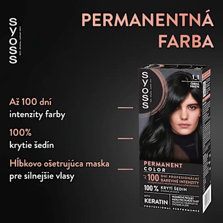 Farba na vlasy Permanent Color - 1-1 čierna syoss