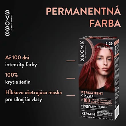 Farba na vlasy Permanent Cool Color - 5-29 intenzívna červená syoss