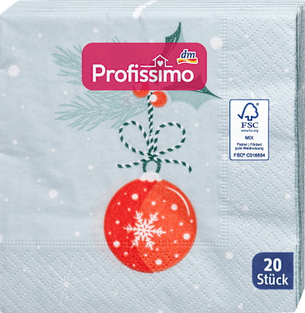 Cocktailservietten "Weihnachtskugel" (25x25 cm) Profissimo