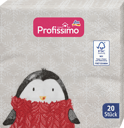 Cocktailservietten "Pinguin mit Muster" (25x25 cm) Profissimo