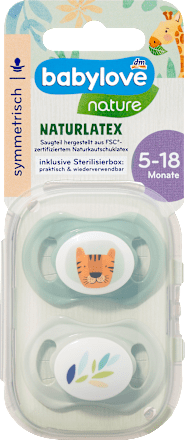 Schnuller Latex, symmetrisch, 5-18 Monate babylove nature