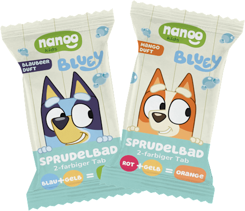Kinder Badezusatz Badetab Sprudelbad Bluey nanoo kids