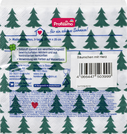 Cocktailservietten "Bäumchen mit Herz" (25x25 cm) Profissimo