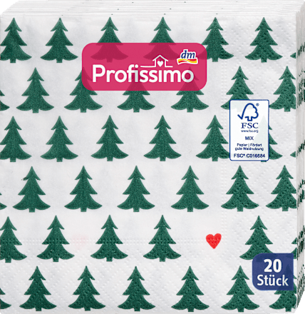 Cocktailservietten "Bäumchen mit Herz" (25x25 cm) Profissimo