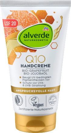 Crema mani Q10 con fattore di protezione solare 15 alverde
