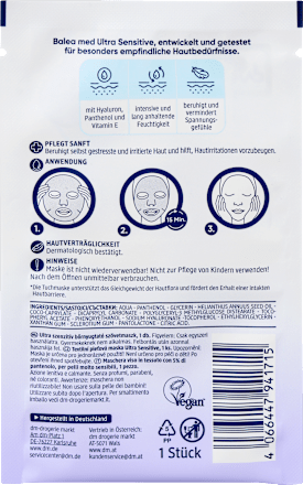 Maska za lice u maramici Ultra Sensitive Balea med