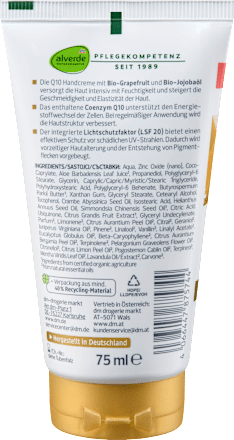 krém na ruce Q10 bio grapefruit, bio jojobový olej alverde NATURKOSMETIK